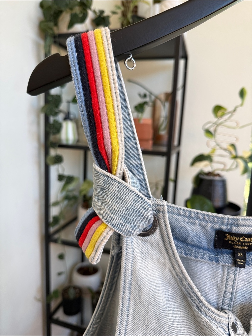 Juicy Couture Light Wash Denim Jumpsuit with Rainbow Straps - Picture 3 of 8